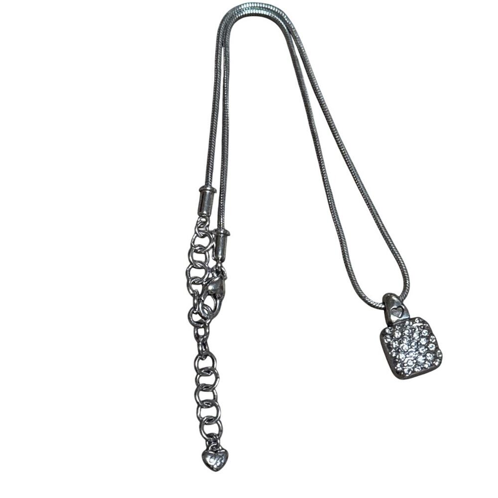 Brighton Sacred Love Reversible Pave Crystal Square Pendant Necklace 15-17"